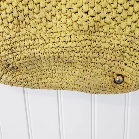 Michael Michael Kors Vintage Large Woven Straw Leather Handbag Satchel Tote - Picture 12 of 15